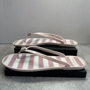 Coach Landon Pink White Stripe Jelly Bow Thong Flip Flop Sandals Women Size 8B